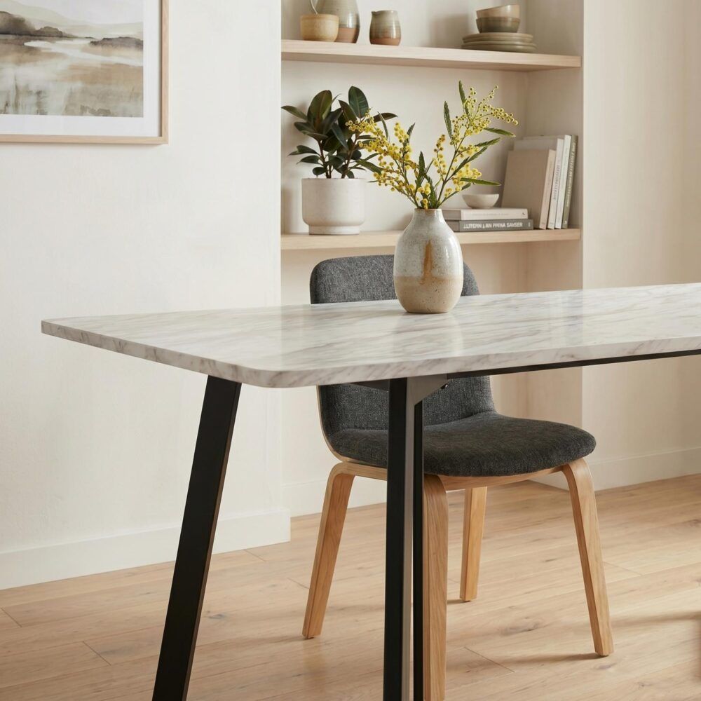 Rectangular Marble-Effect Table Bedworld