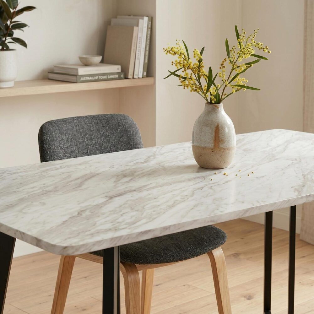 Rectangular Marble-Effect Table Bedworld