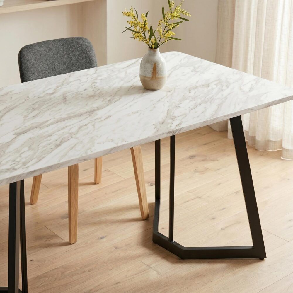 Rectangular Marble-Effect Table Bedworld