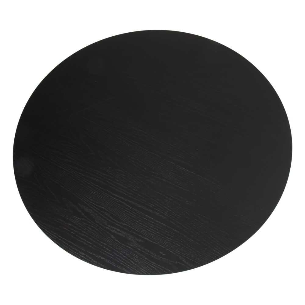 Round dark tabletop for dining table, smooth surface with subtle grain