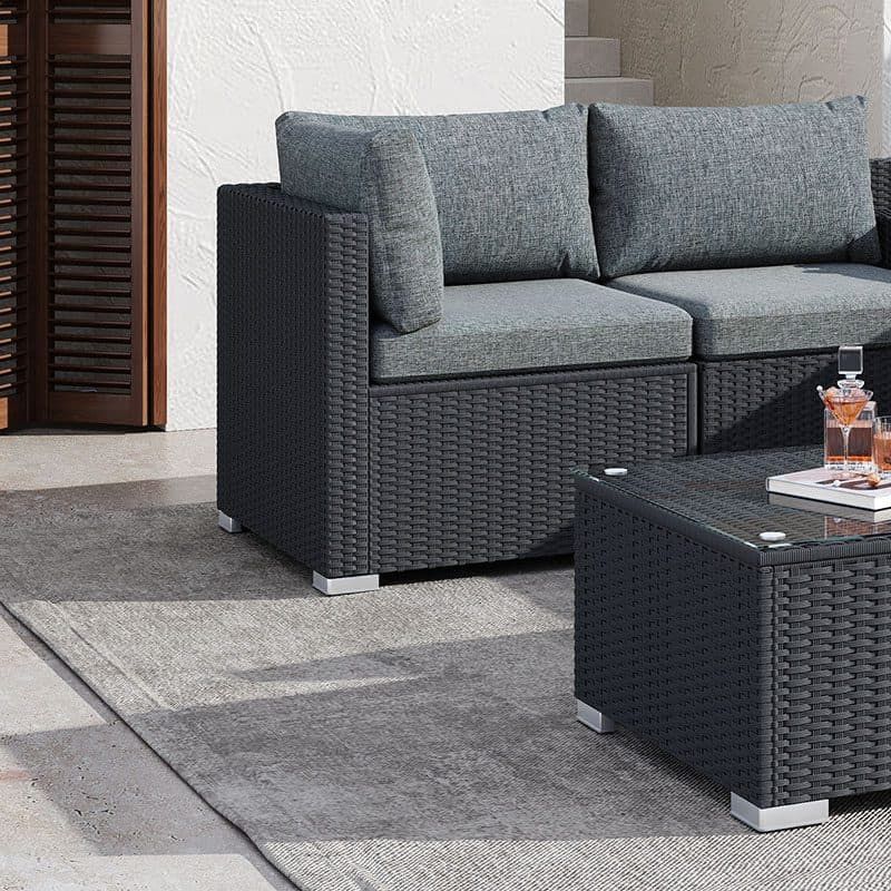 Modular Outdoor Lounge Set-9pcs Sofa, Armchairs and Coffee Table