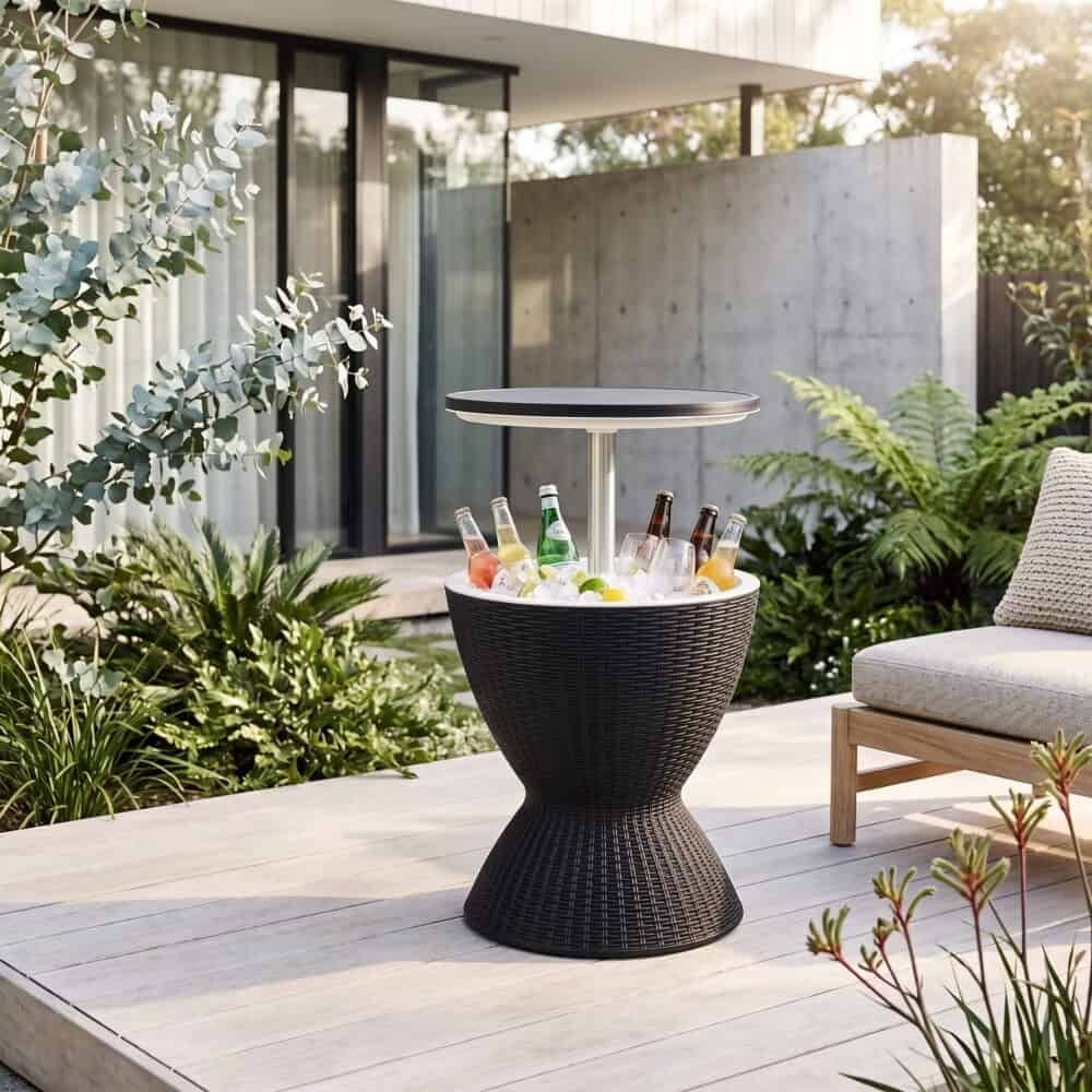 Garden Ice Cooler Table (Black) Bedworld