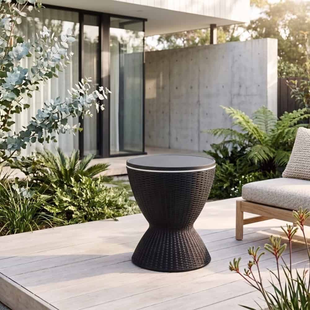 Garden Ice Cooler Table (Black) Bedworld
