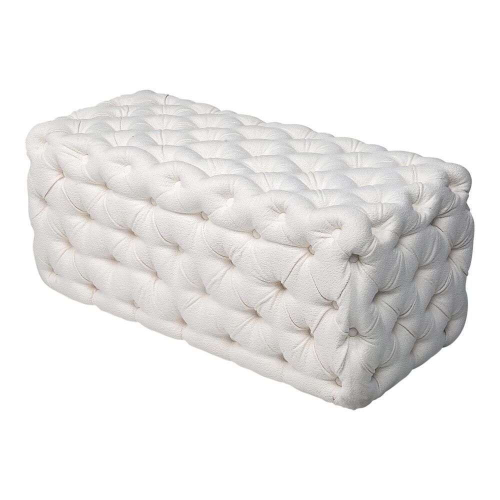 Elsa Tufted Ottoman Beach Boucle White-Rectangular Bedworld