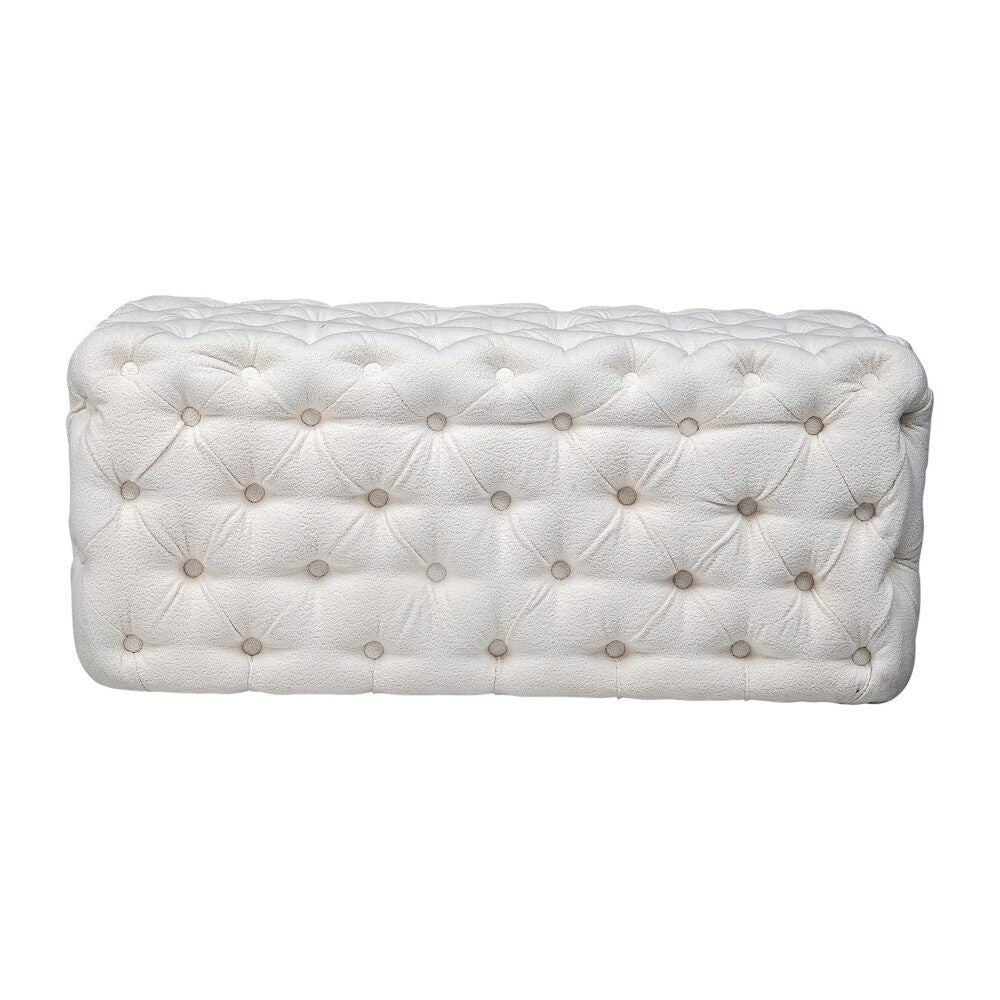 Elsa Tufted Ottoman Beach Boucle White-Rectangular Bedworld