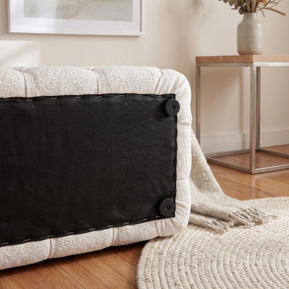 Elsa Tufted Ottoman Beach Boucle White-Rectangular Bedworld