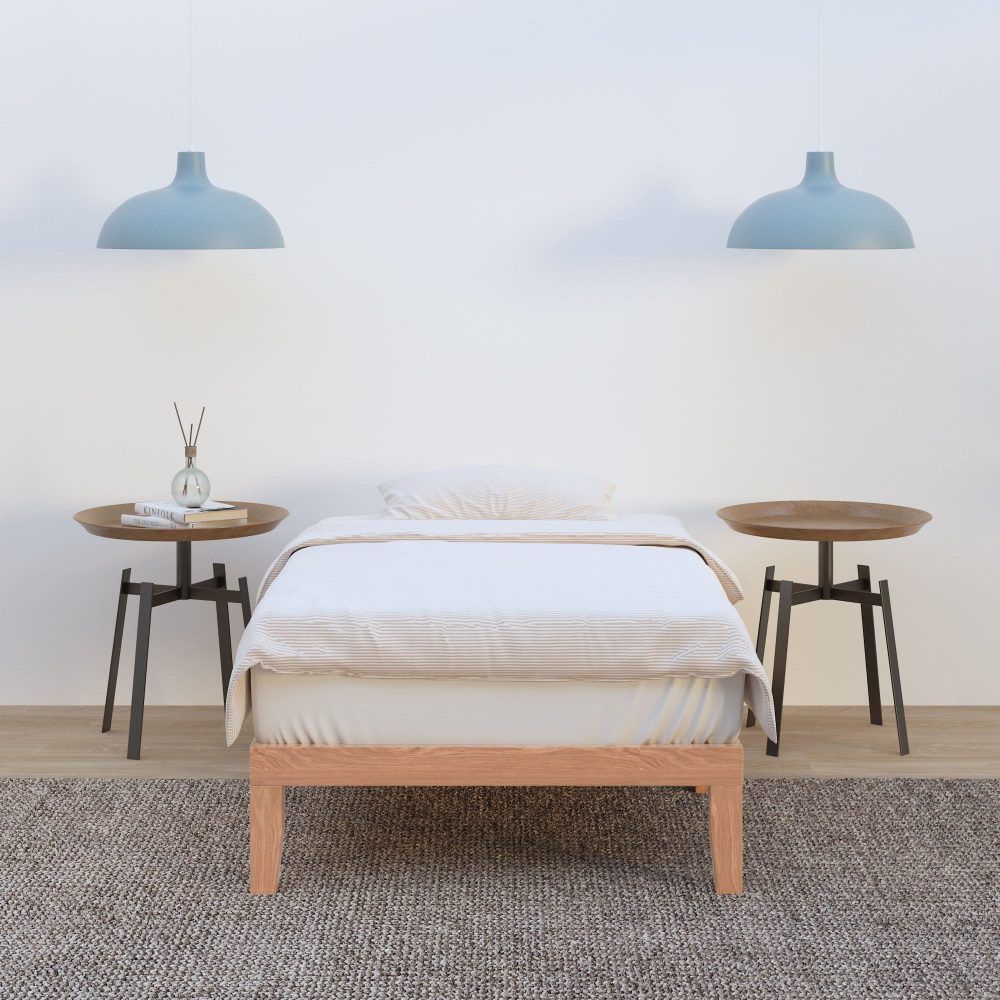 Single Size Warm Wooden Natural Bed Base Frame  King Single