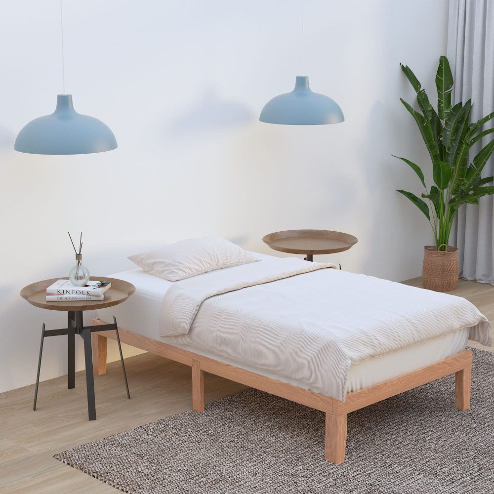 Single Size Warm Wooden Natural Bed Base Frame  King Single