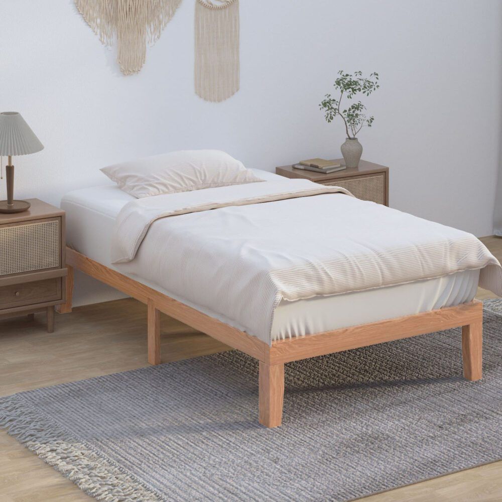 Single Size Warm Wooden Natural Bed Base Frame  King Single