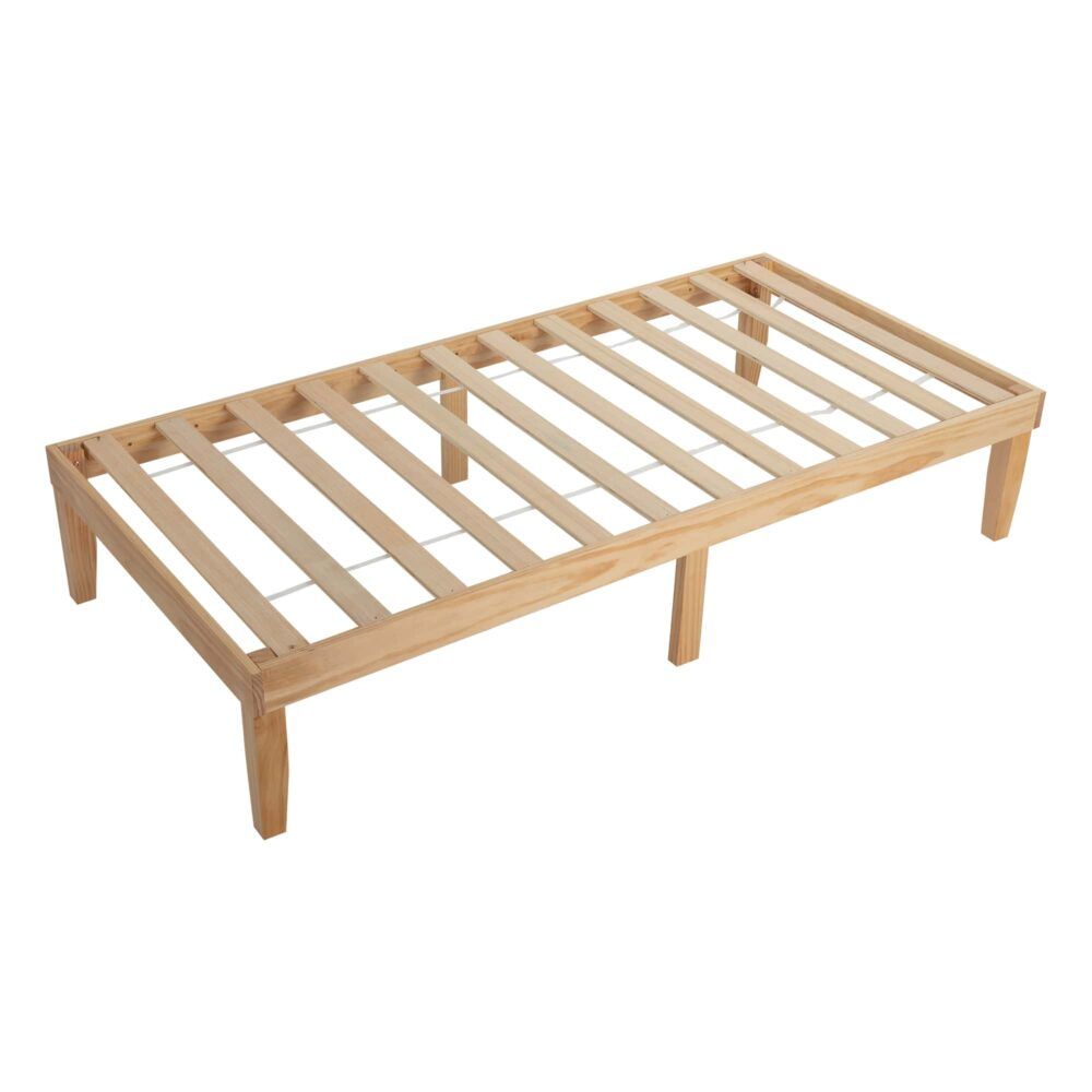 Single Size Warm Wooden Natural Bed Base Frame  King Single