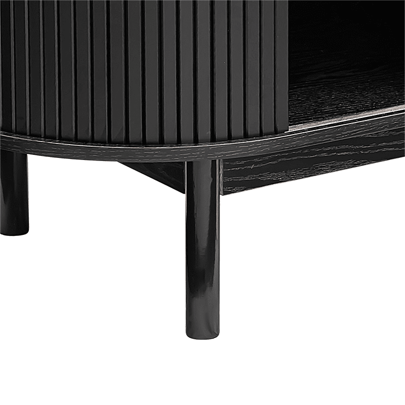 Mid-Century Black Ribbed Sideboard Cabinet Bedworld