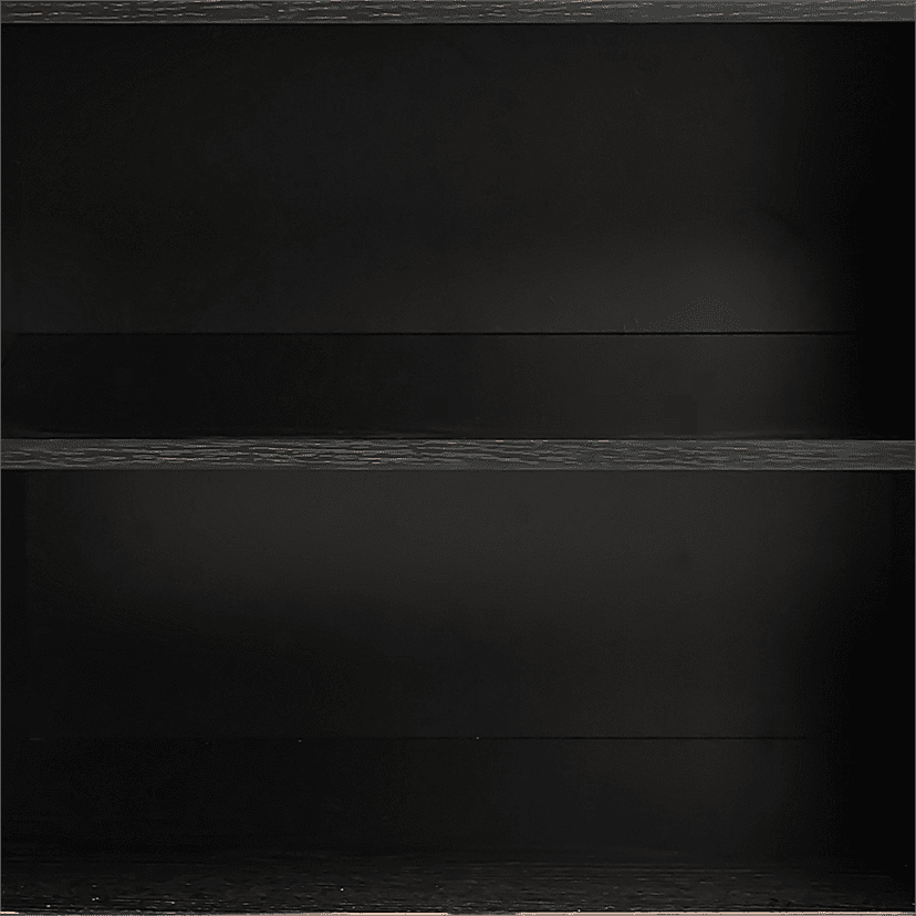 Black sideboard cabinet front panel with ribbed texture and horizontal seams