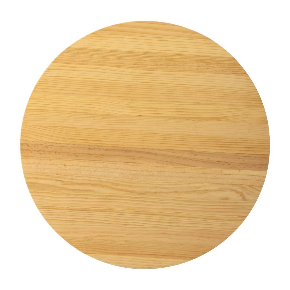 Round natural wood tabletop close-up with smooth grain finish
