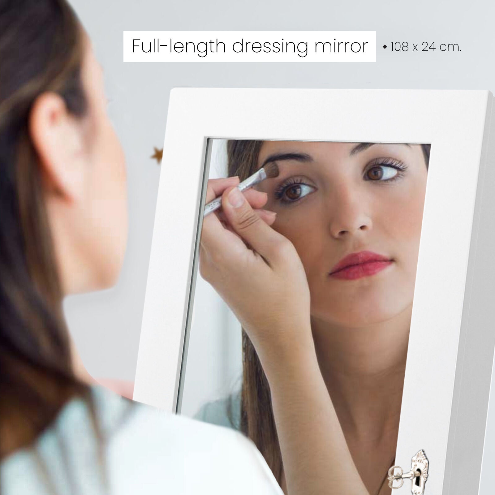 Mirror Jewellery Cabinet Organiser 2 Drawers LOWE 146cm WHITE