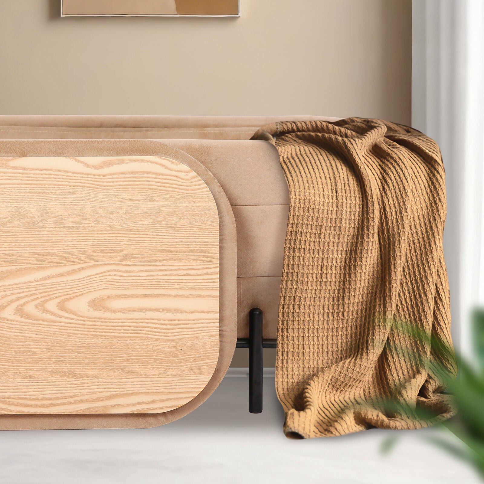 La Bella Coffee Table Storage Ottoman - Velvet Blanket Box Bench DEMI - CAMEL BEIGE