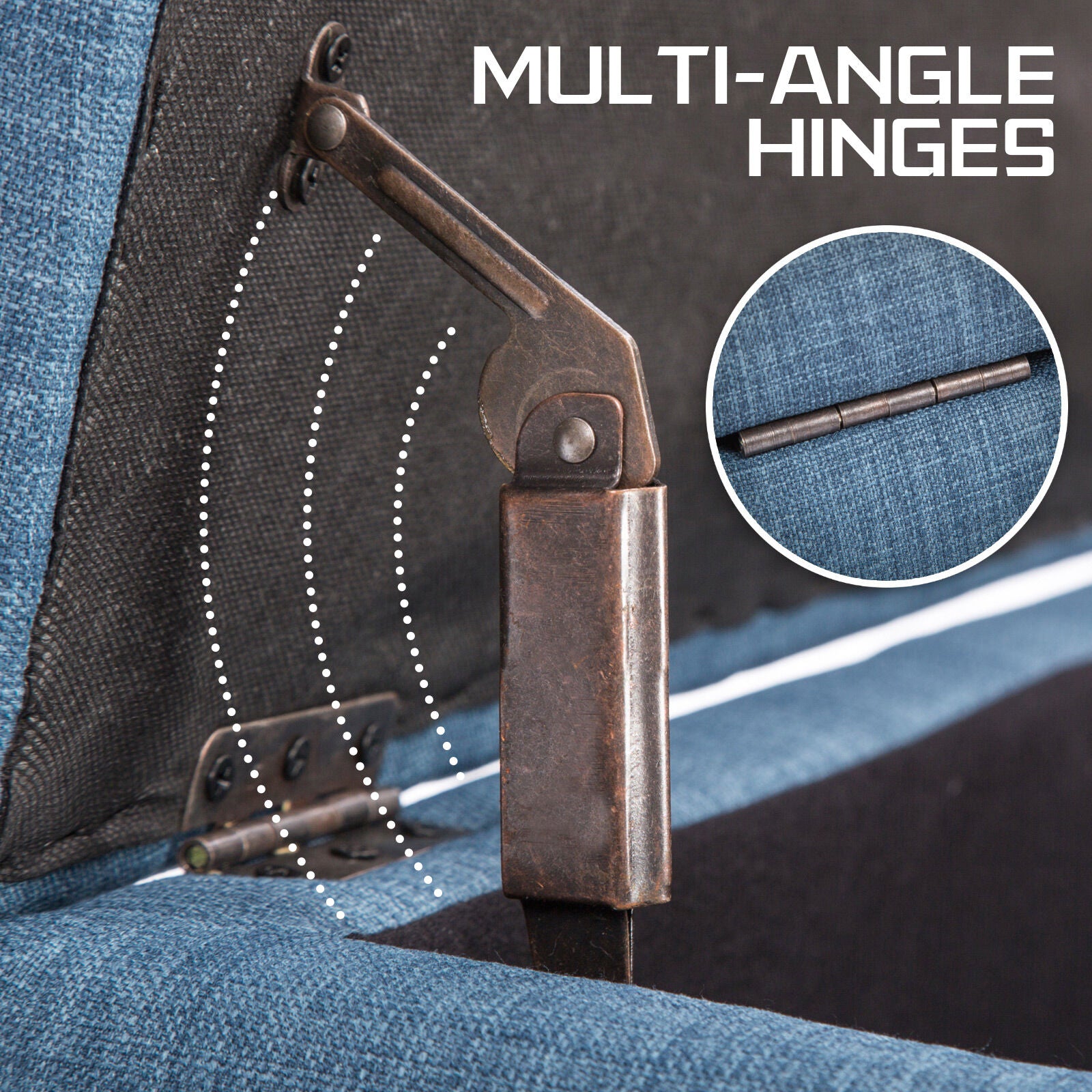 Storage Ottoman Stool 102cm Fabric DARK BLUE