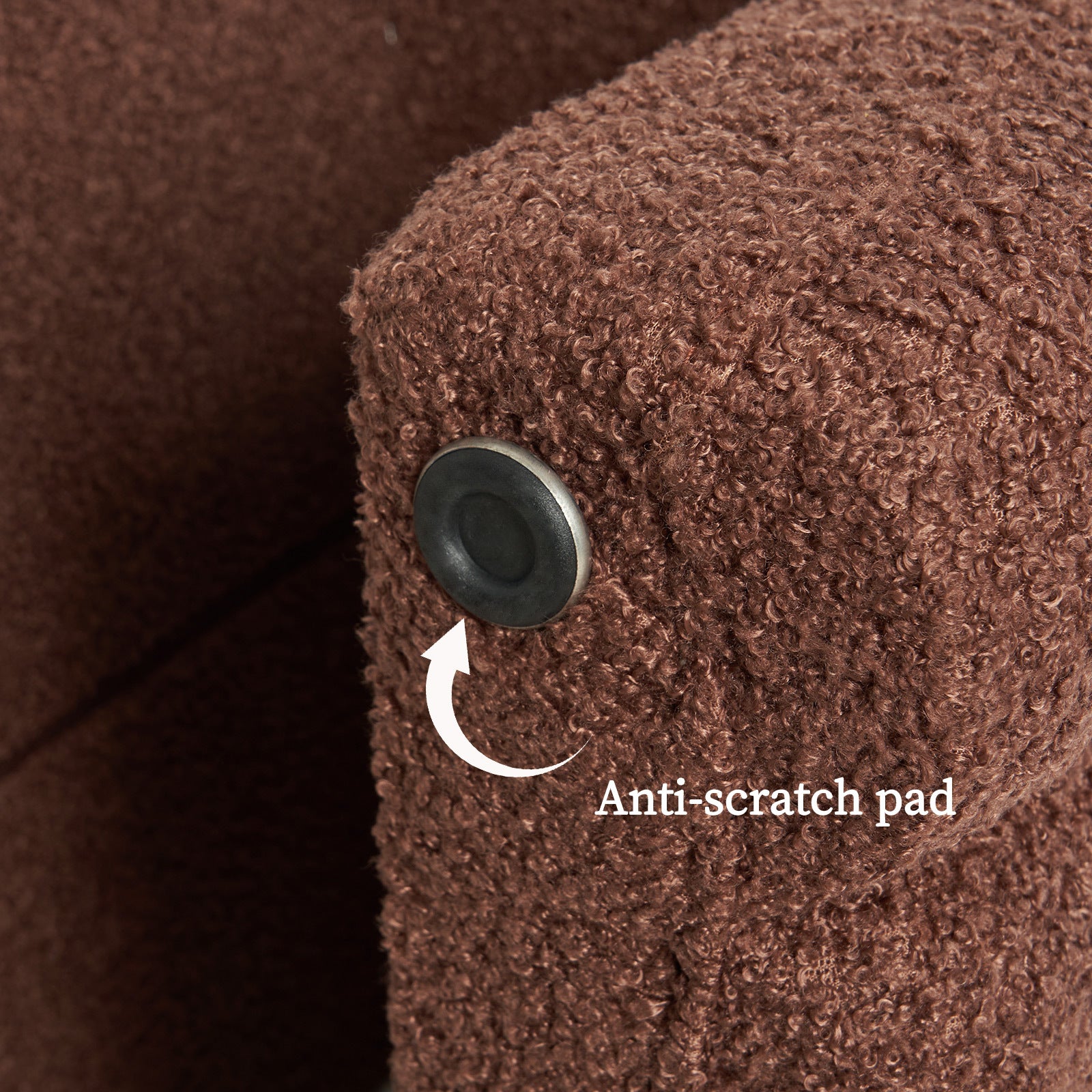 2X Ridge Arch Ottoman Stool Teddy Fleece Fabric Foot Rest 45cm BROWN