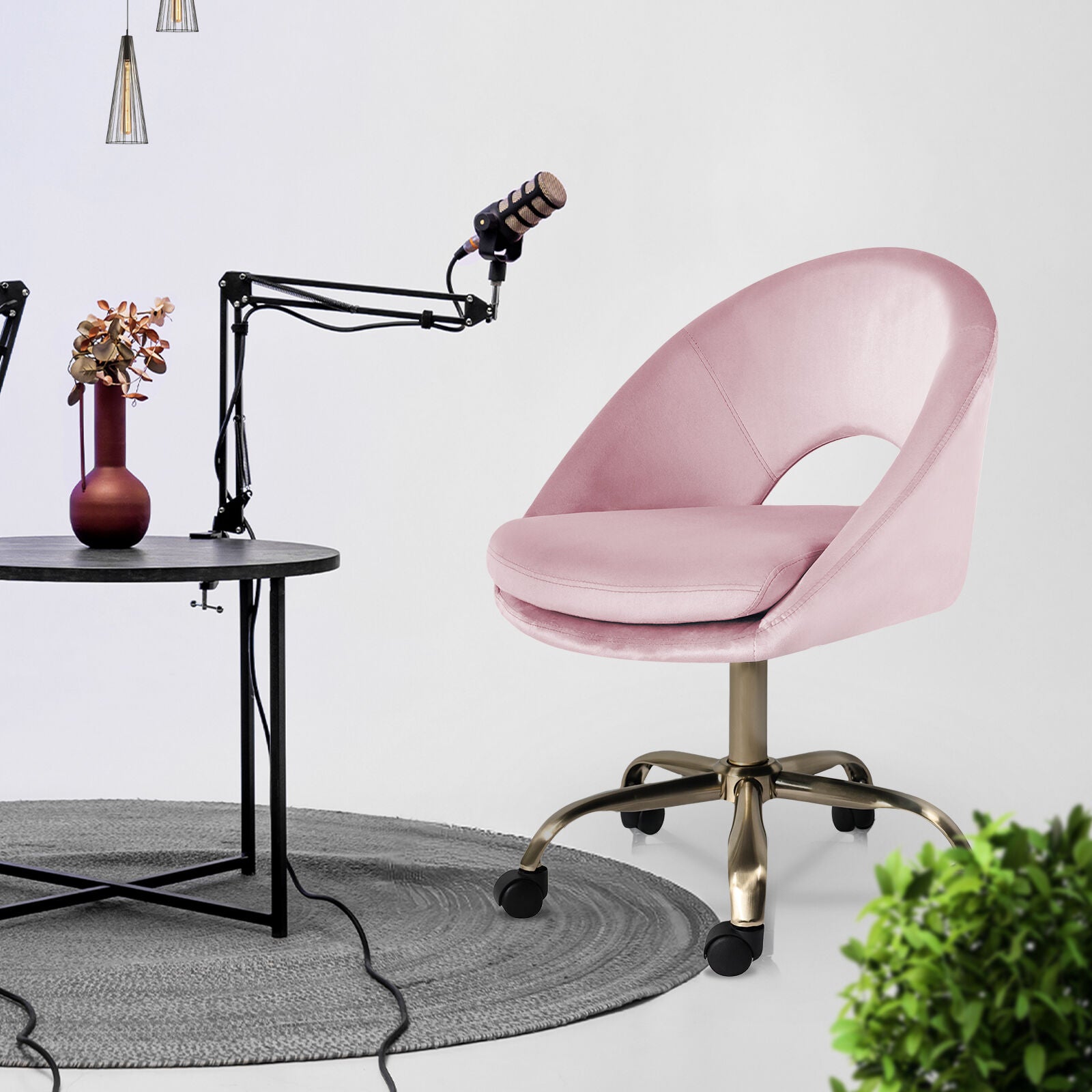 Office Desk Chair - Velvet Home Office Swivel Computer Seat COVE PINK