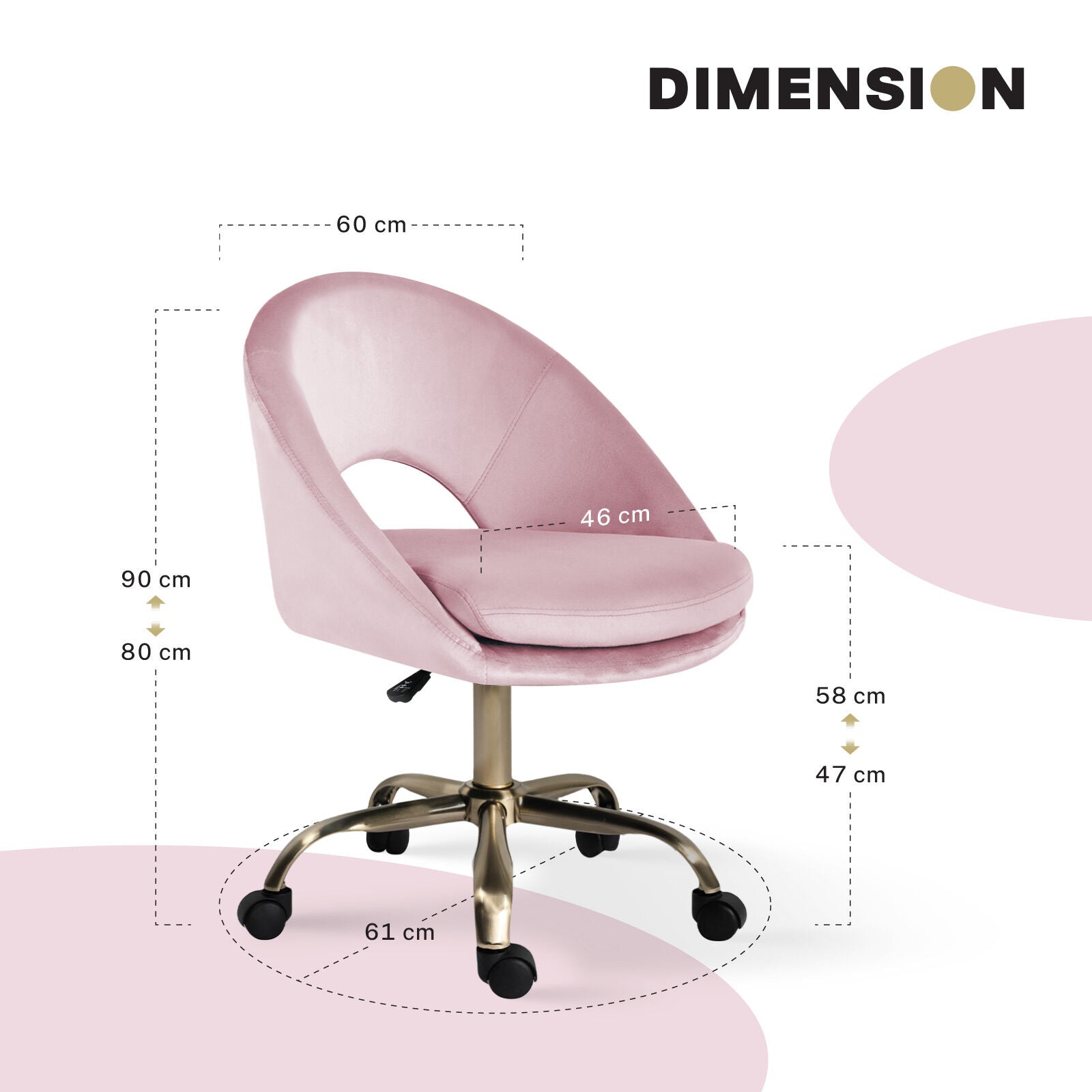 Office Desk Chair - Velvet Home Office Swivel Computer Seat COVE PINK