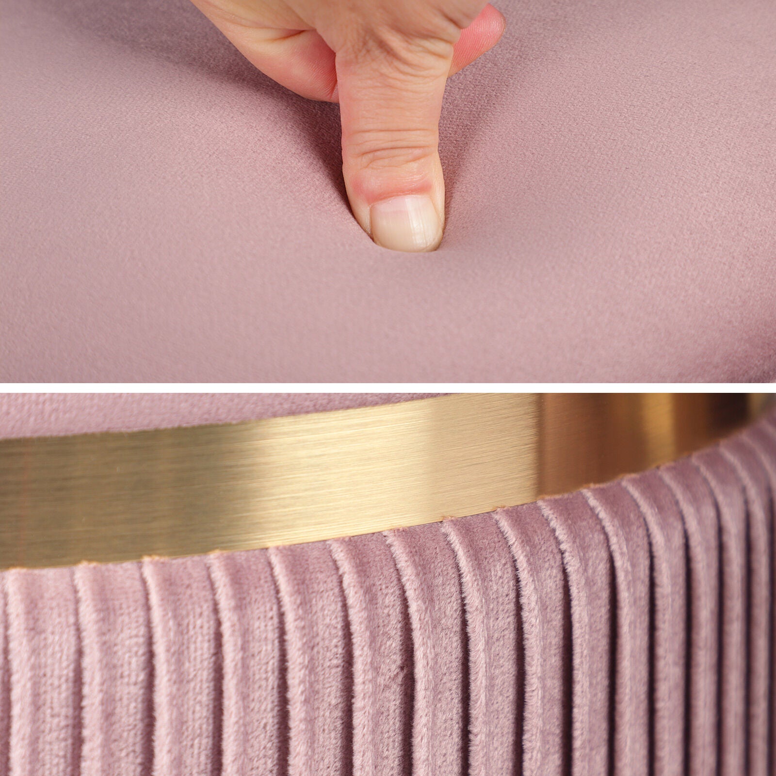 2X Side Table Storage Ottoman - Velvet Padded Stool Vanity Footstool REMI Pink