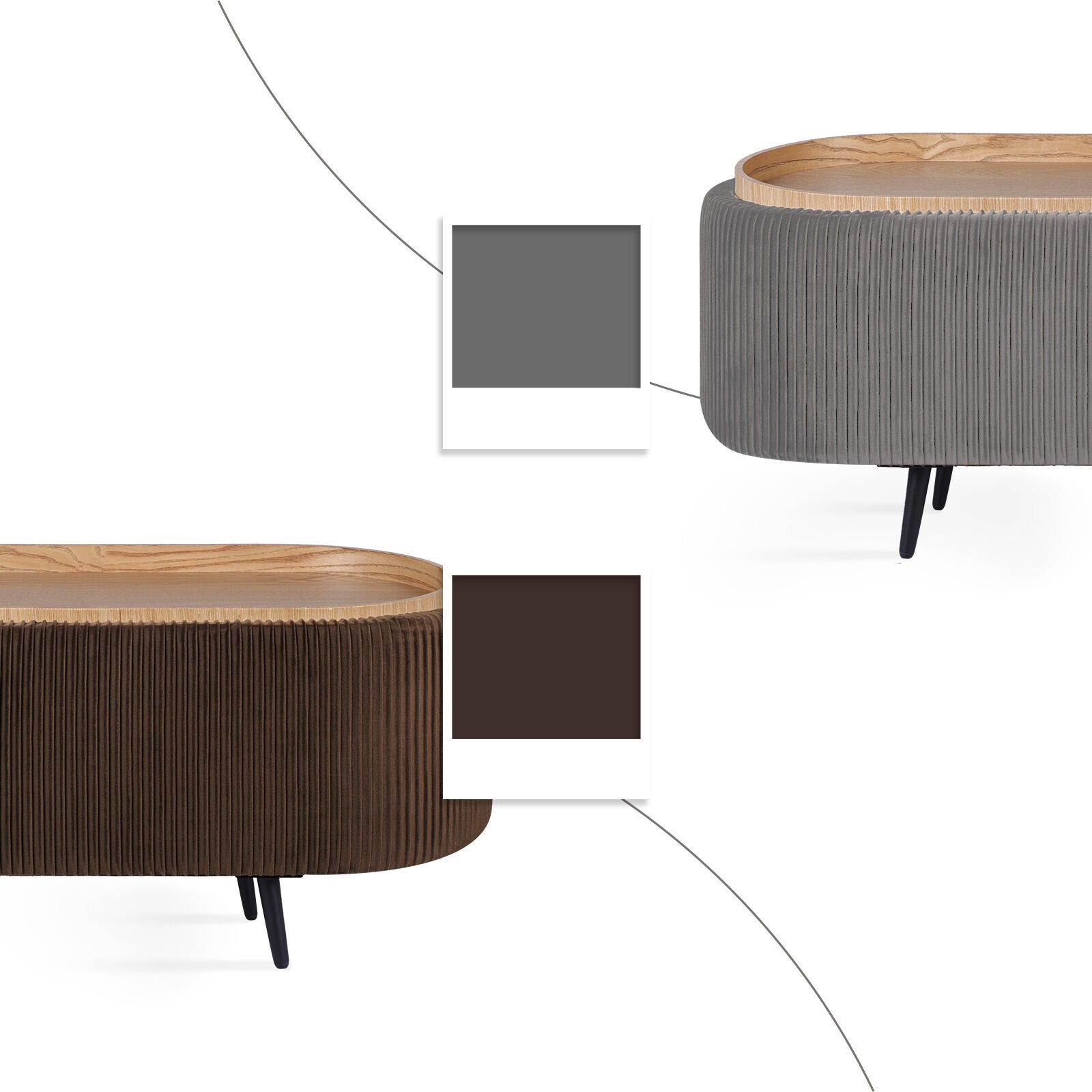 Coffee Table Storage Ottoman - Velvet Padded Blanket Box Bench IRENE BROWN