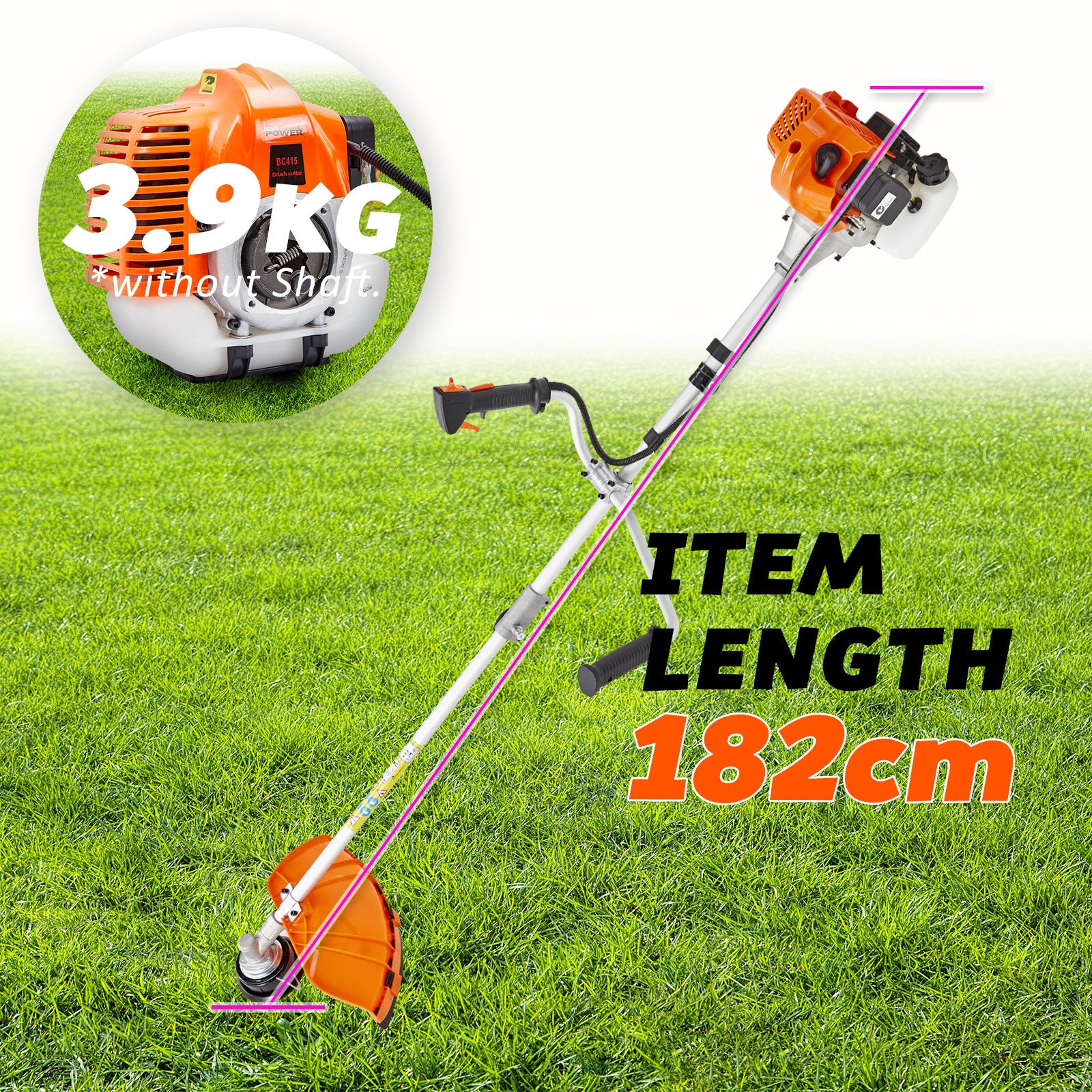 Dynamic Power 43cc Petrol Whipper Snipper Brush Cutter + 4 Blade