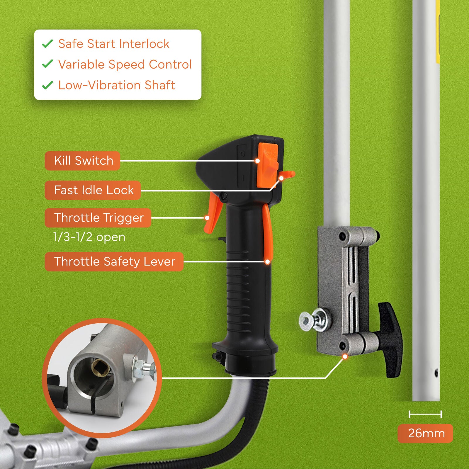 Dynamic Power 43cc Petrol Whipper Snipper Brush Cutter + 1 Blade
