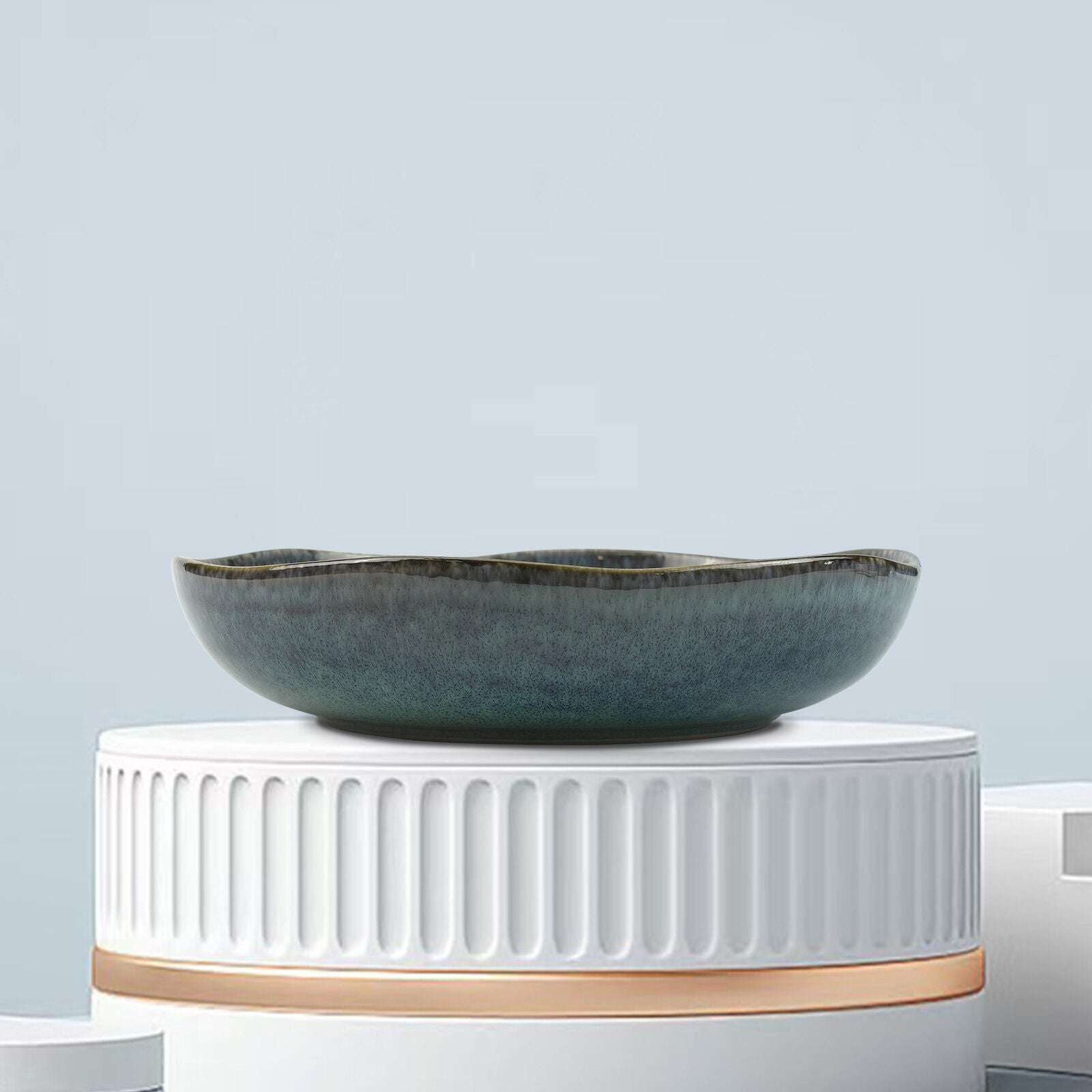 3 Pieces Reactive Glazed Ceramic Organic Fine Dinner Set with Plate and Bowl EARTHY AQUA