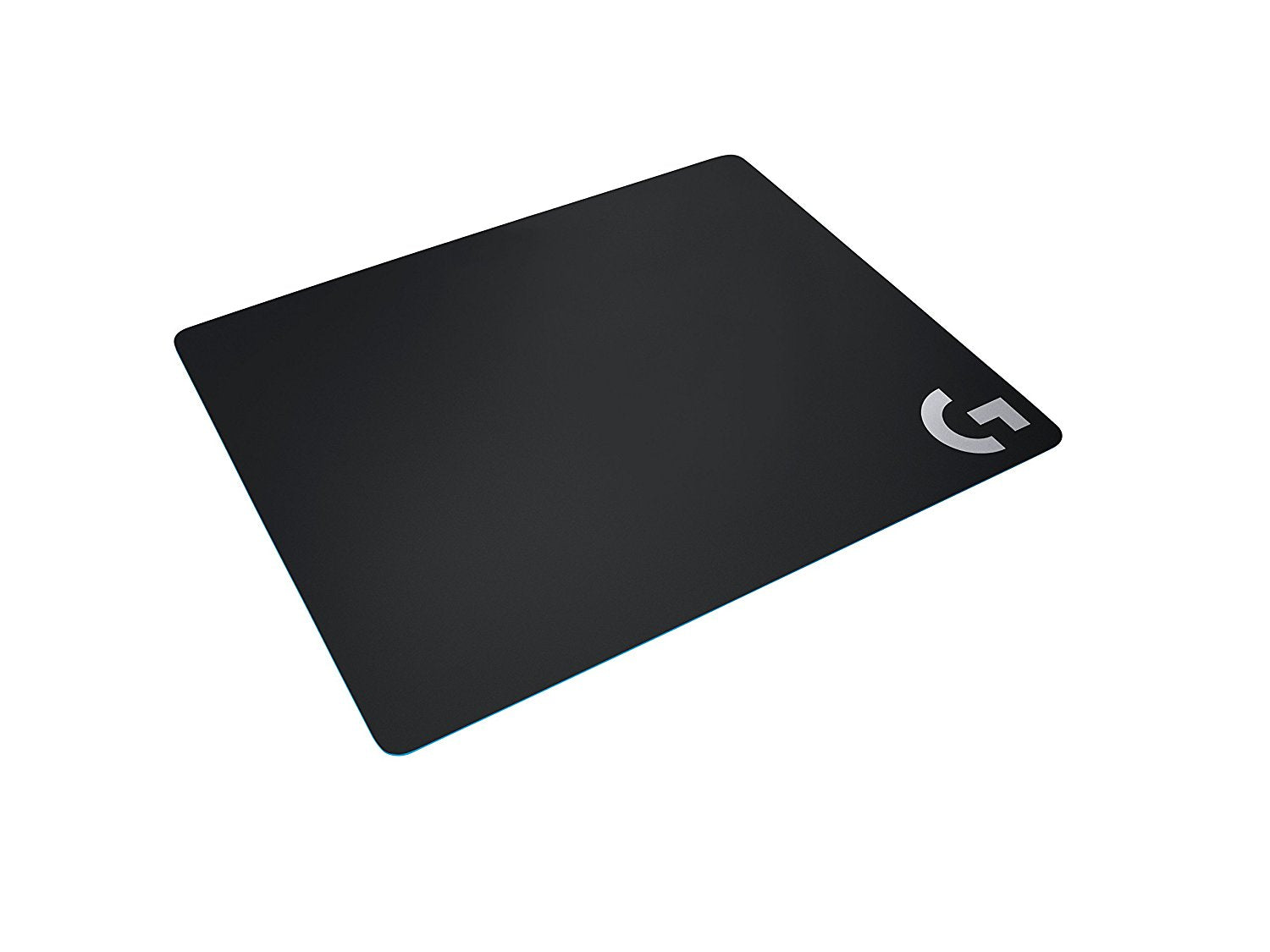 Black cloth gaming mouse pad with white G logo