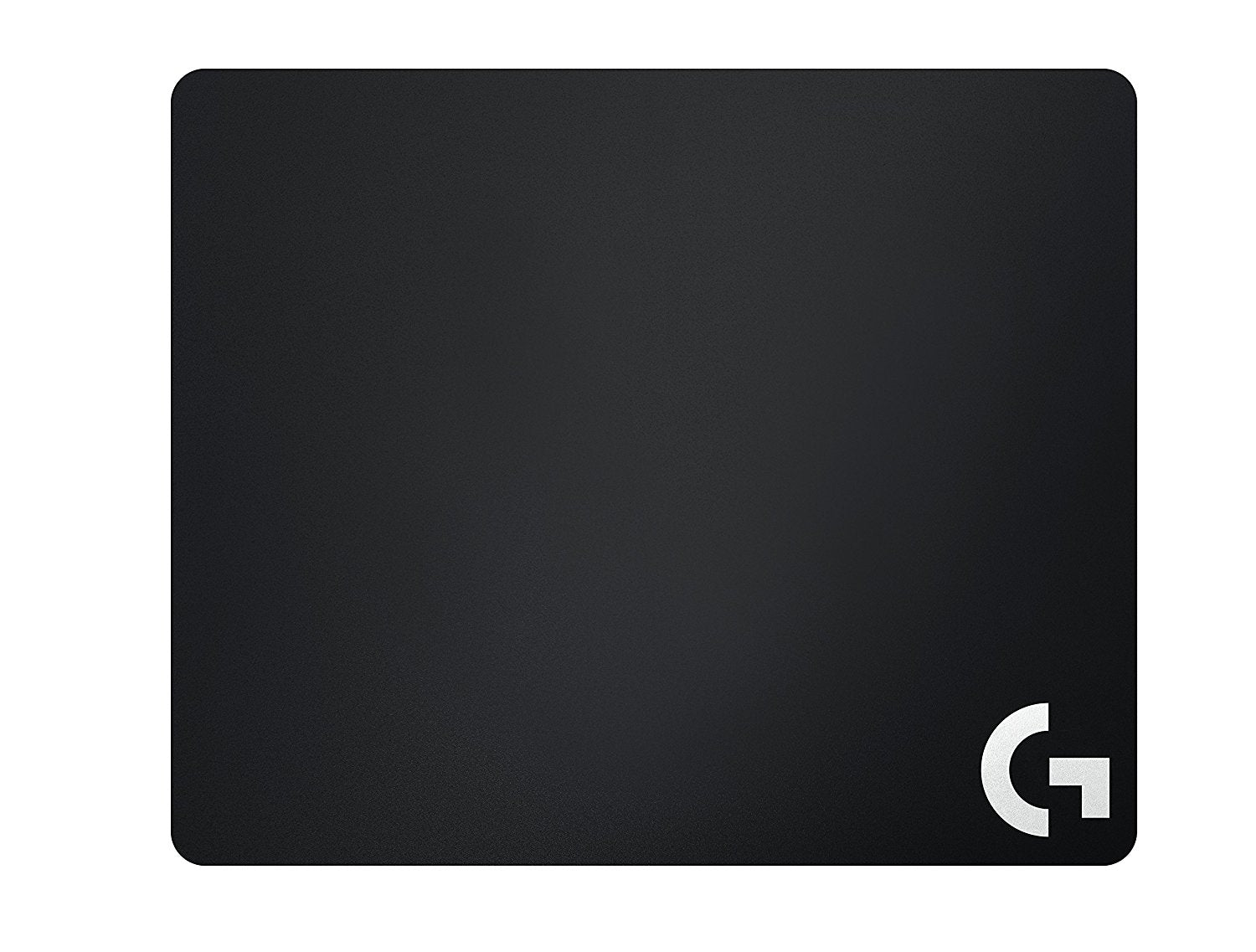 Rectangular black gaming mouse pad with white G logo