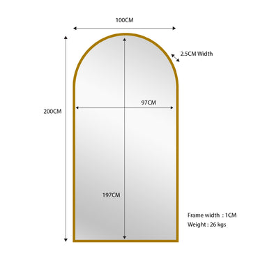 Gold Metal Arch Mirror -