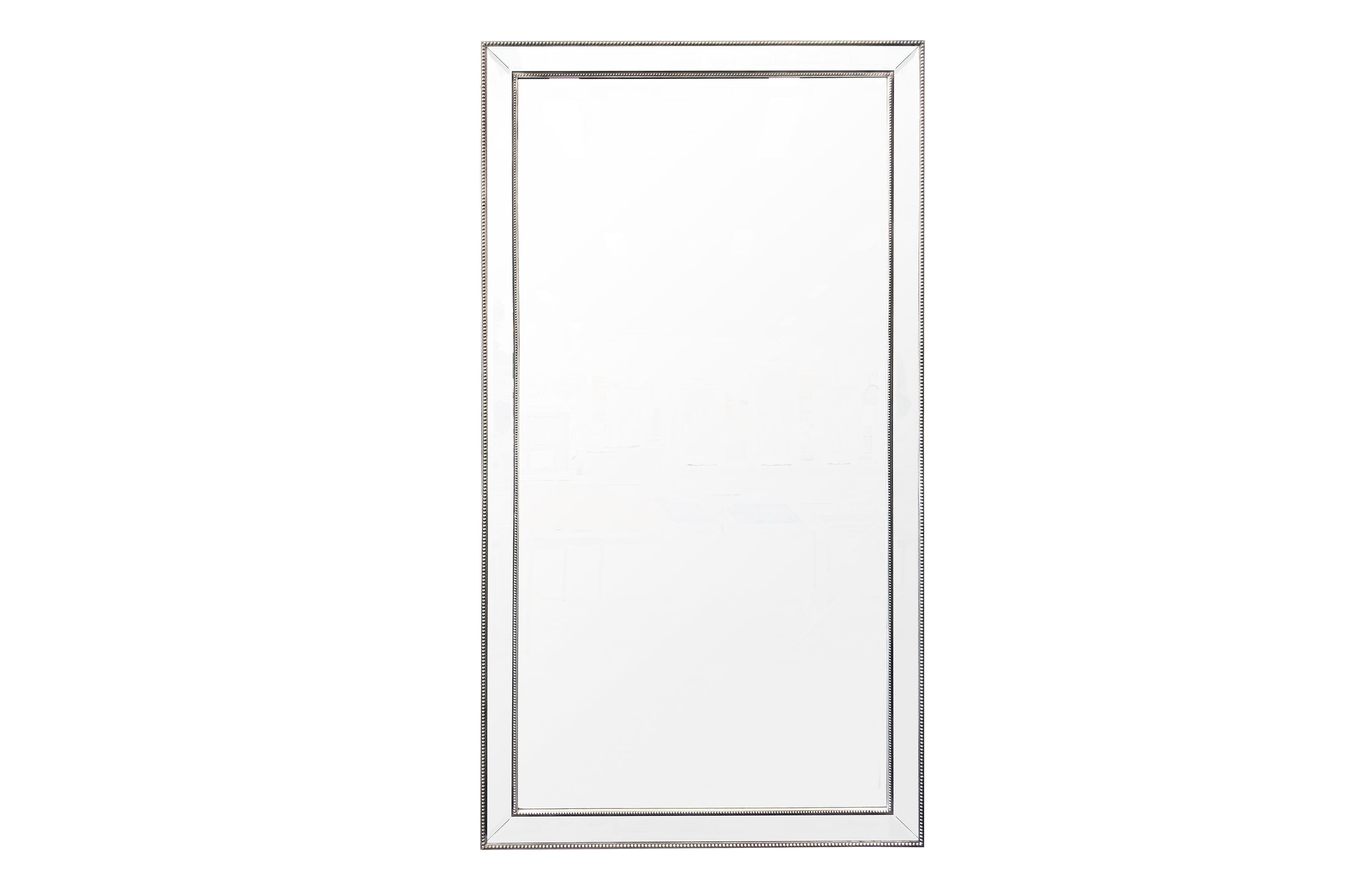 Rectangular silver framed mirror with beveled glass edge