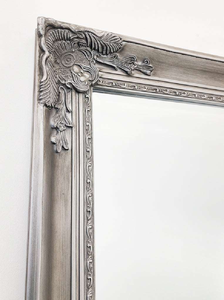 French Provincial Ornate Mirror - ANTIQUE SILVER-