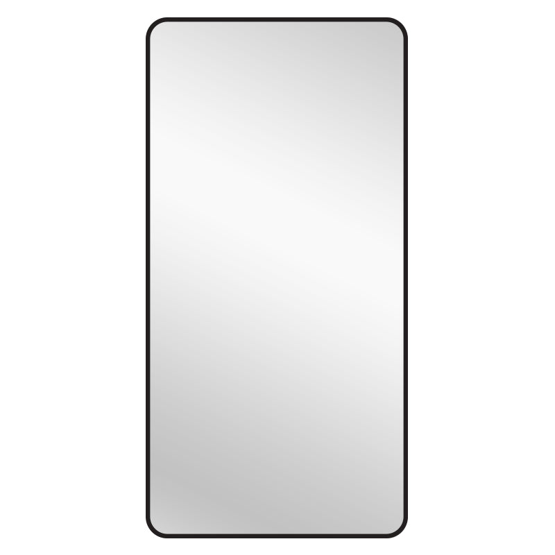 Rectangle mirror with black metal frame and rounded corners, x-large size