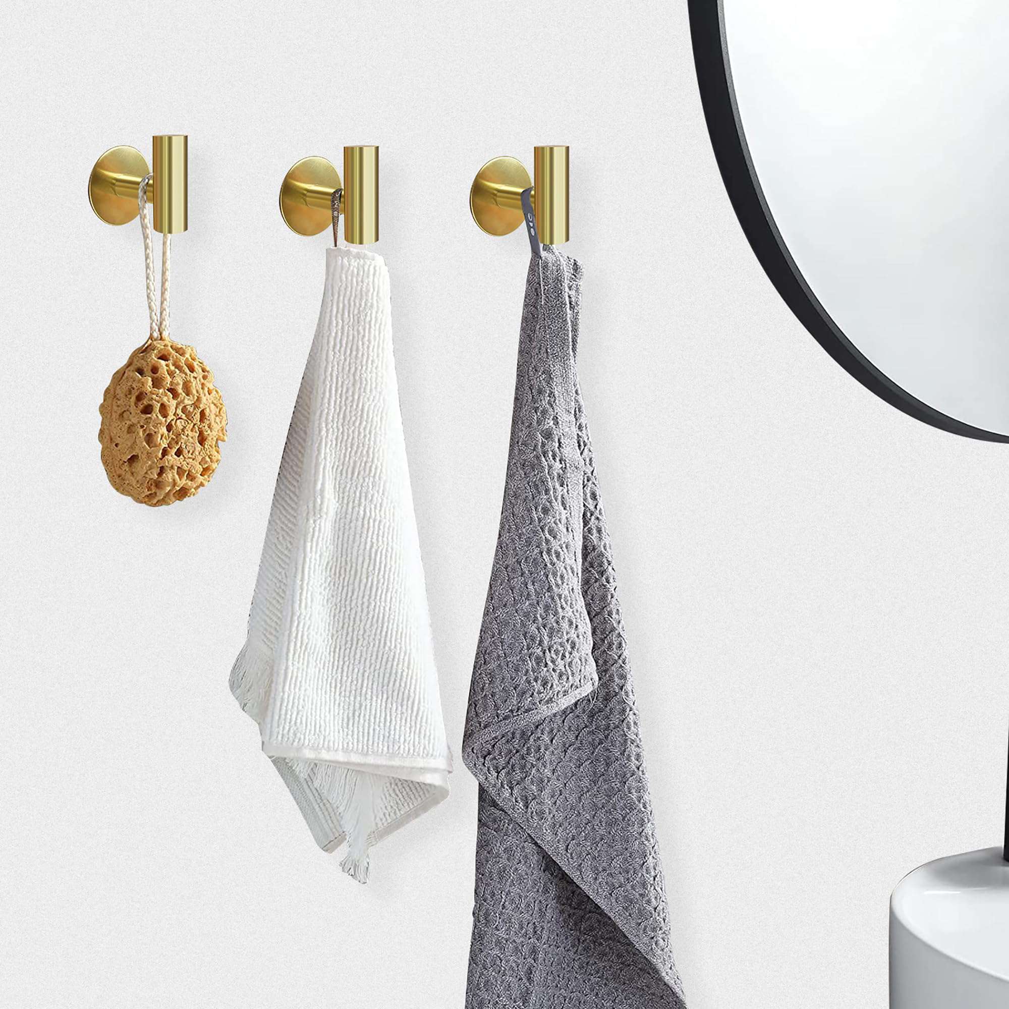 Adhesive Bathroom Towel Hooks Holder Cloth Hanger Hook Door Hanger Gold