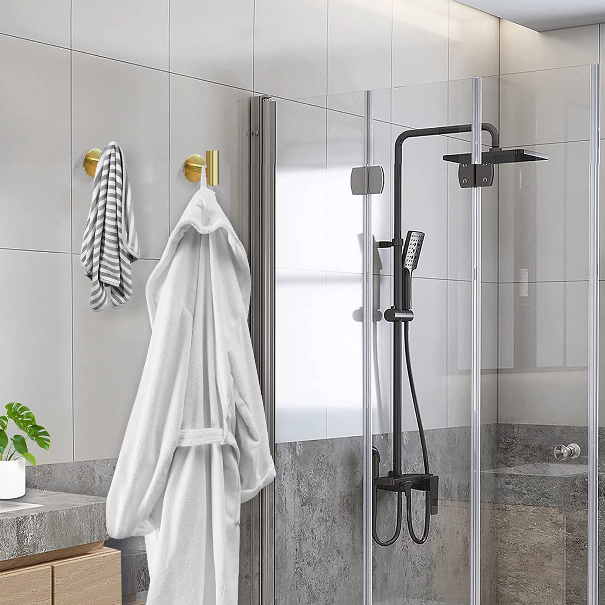 Adhesive Bathroom Towel Hooks Holder Cloth Hanger Hook Door Hanger Gold