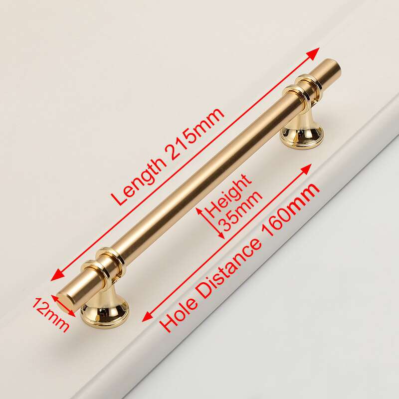 Luxury Design Kitchen Cabinet Handles Drawer Bar Handle Pull Gold 160MM