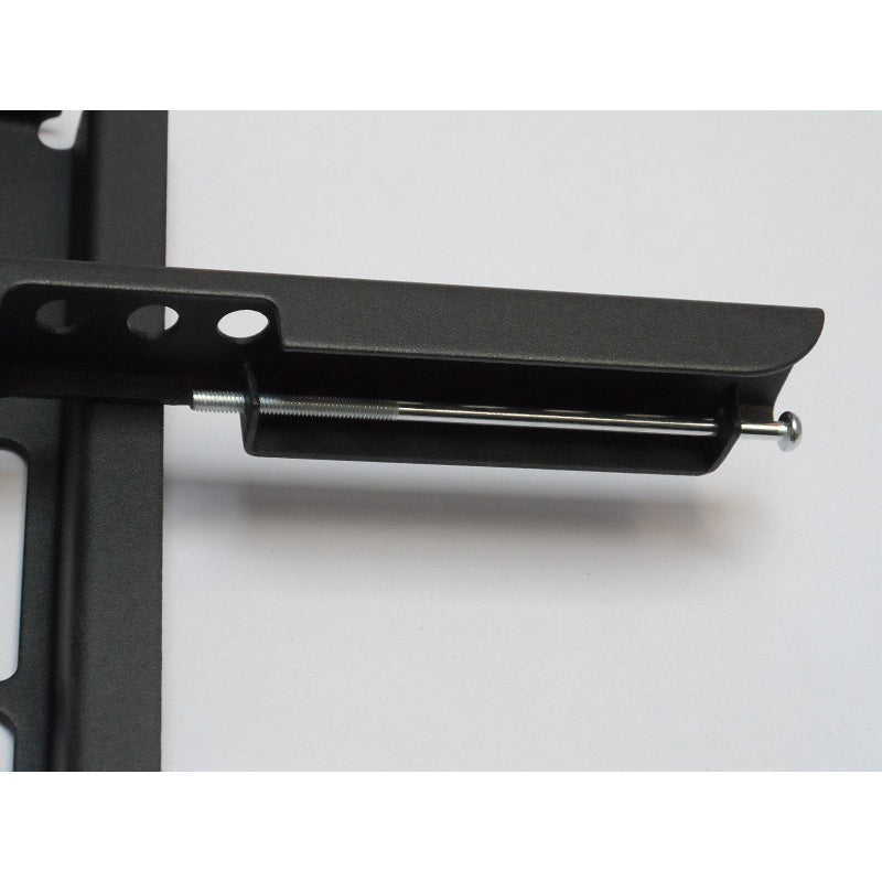 TV wall mount bracket close-up of black arm and long adjustment screw rod