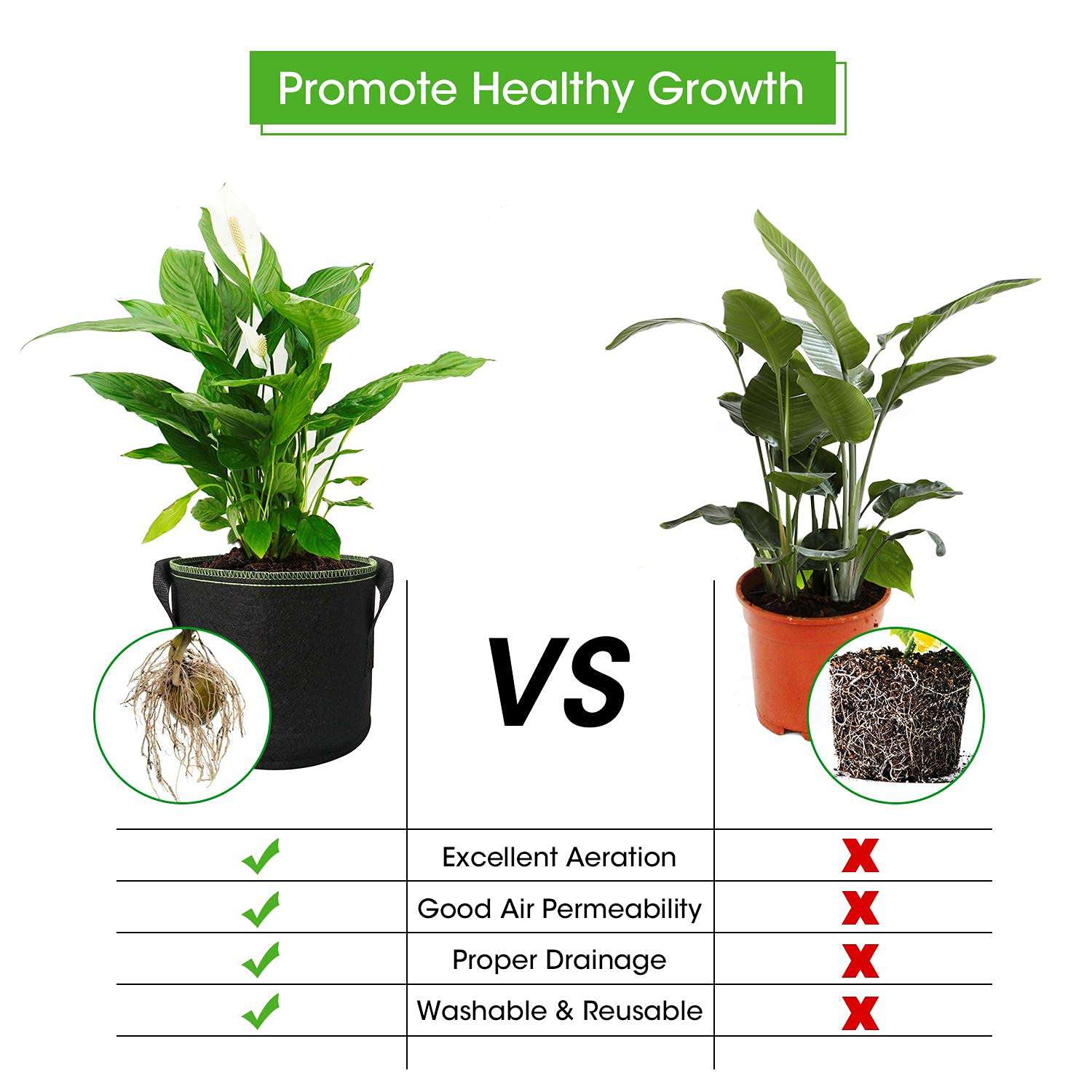 5-Pack 10 Gallons Plant Grow Bag Flower Container Pots