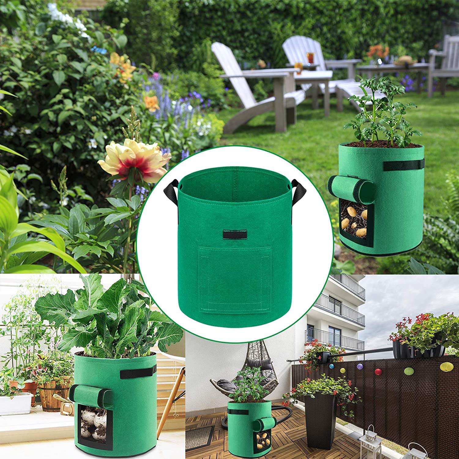 5-Pack 5 Gallons Plant Grow Bag Potato Container Pots