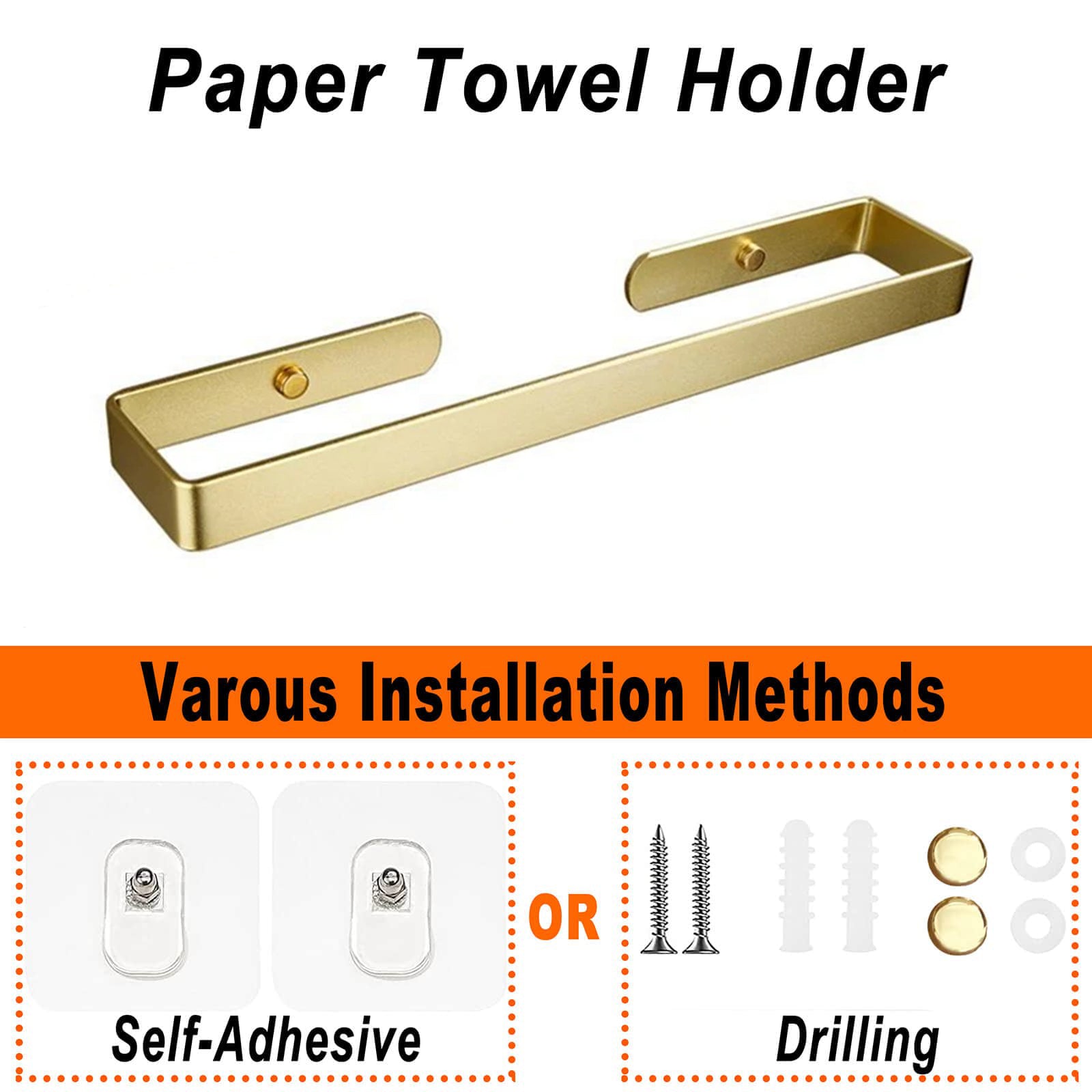 Gold Kitchen Bathroom Paper Holder Towel Holder