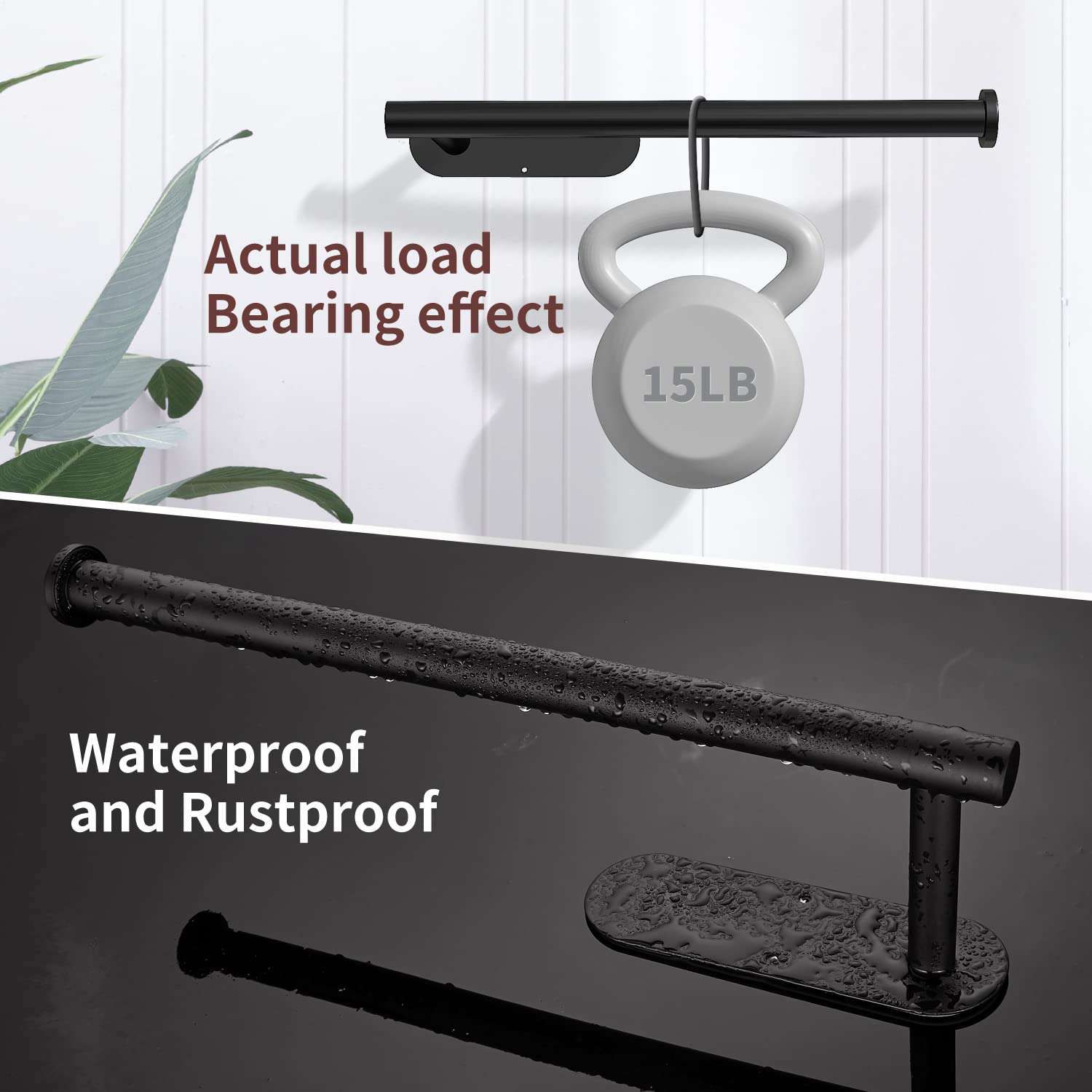 Cabinet Wall Mount Adhesive Paper Towel Holder Black