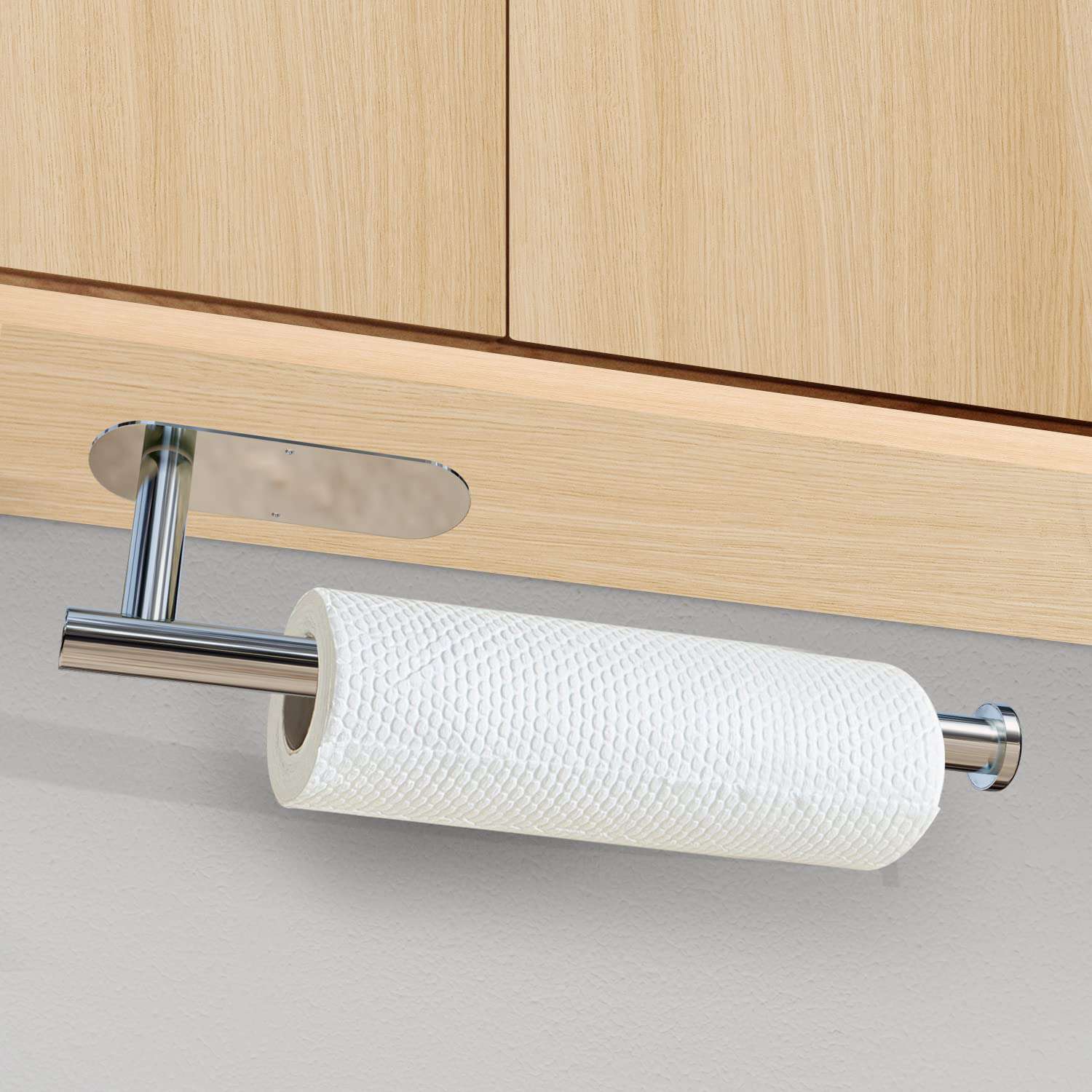 Cabinet Wall Mount Adhesive Paper Towel Holder Silver