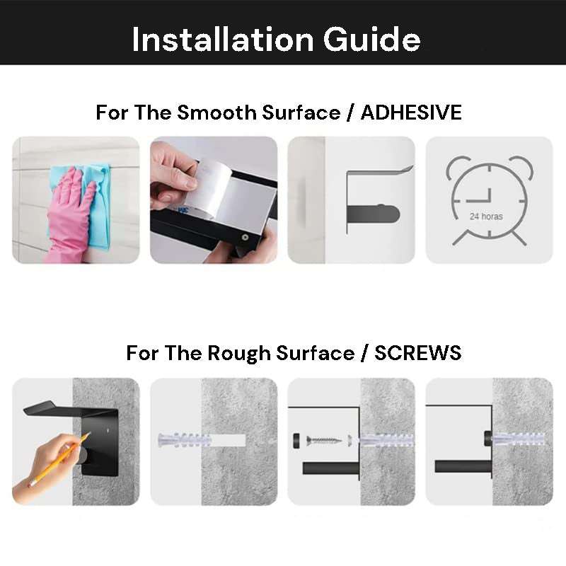 Cabinet Screw Wall Mount Adhesive Paper Towel Holder Rectangle Silver