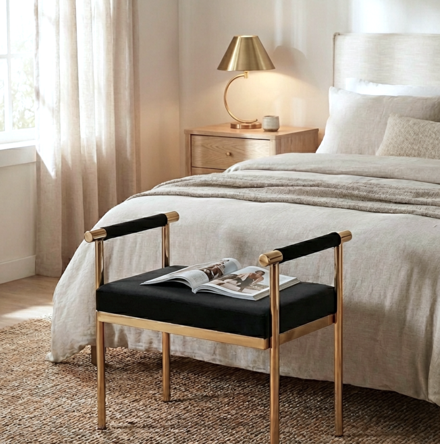 Interior Ave - Cuba Velvet Vanity Stool - Black