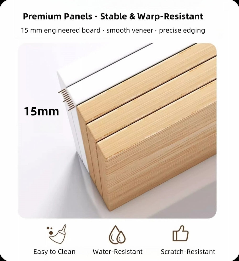 Classic Nightstand Multi-Compartment Storage Reddish-Brown Wood Grain 70cm