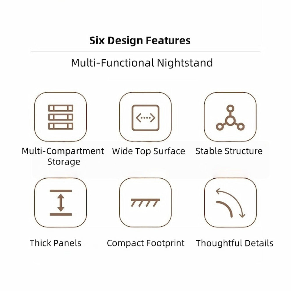 White Nightstand Wooden Knobs Divided Storage Sections Drawers Curved Sides