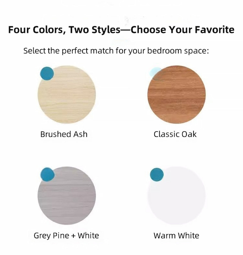 White Nightstand Wooden Knobs Divided Storage Sections Drawers Curved Sides