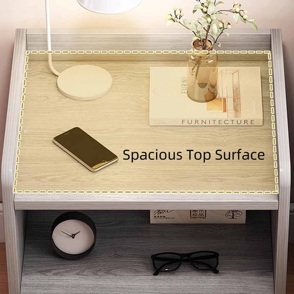 Minimalist Nightstand White Triple Drawer Safety Tray Design Wooden Handles