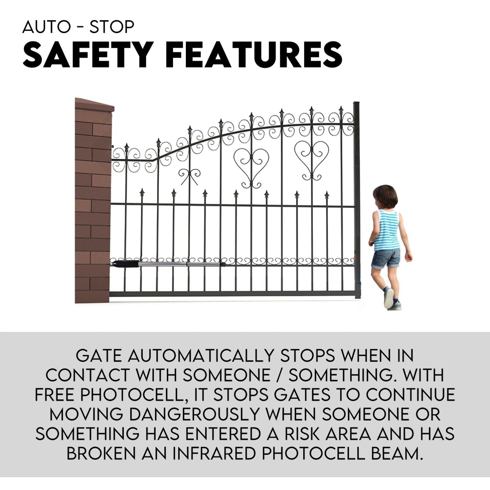 Swing Gate Opener Automatic Full Solar Power Kit Remote Control Bedworld